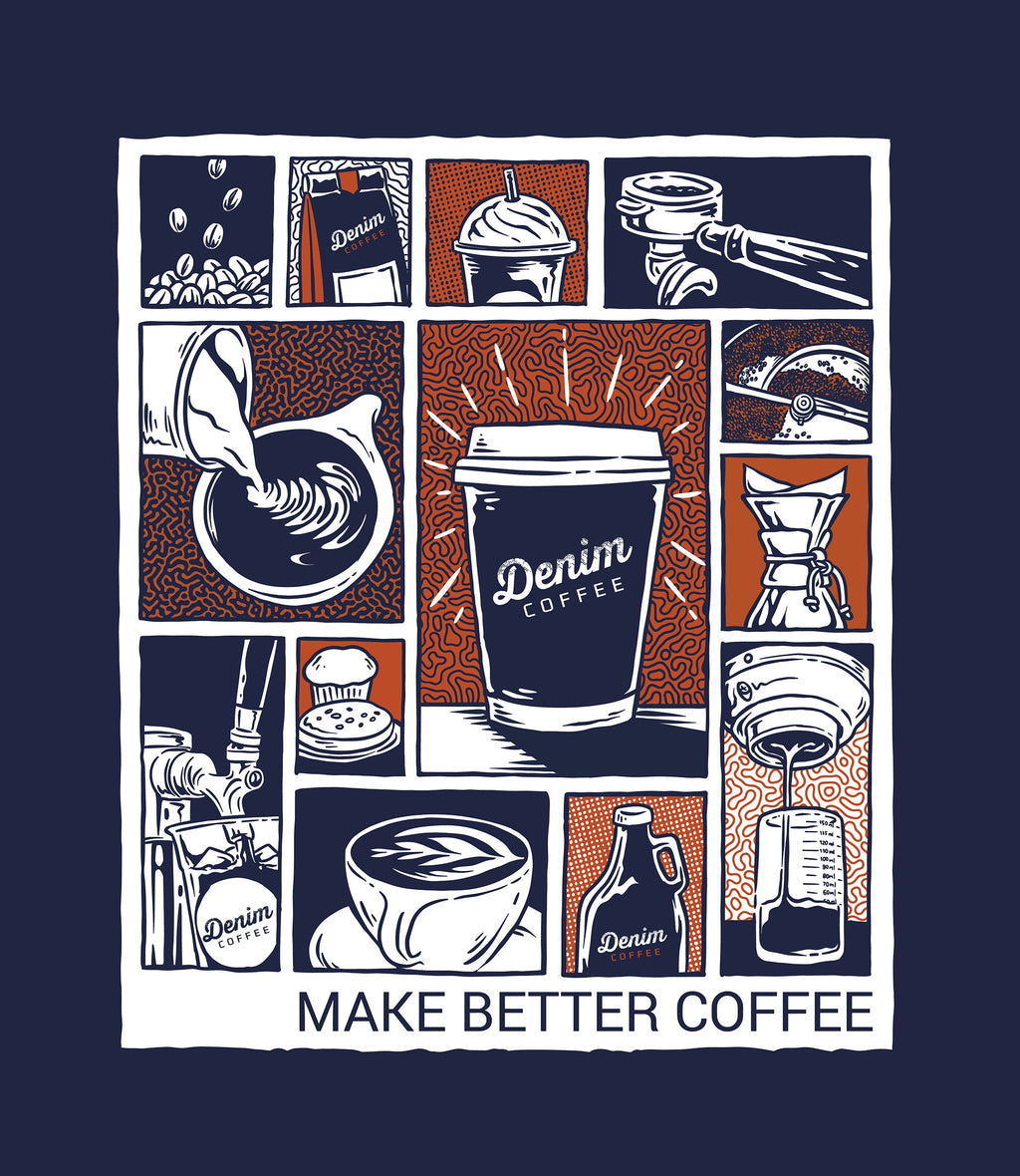 Denim Coffee Illustrated T-Shirt