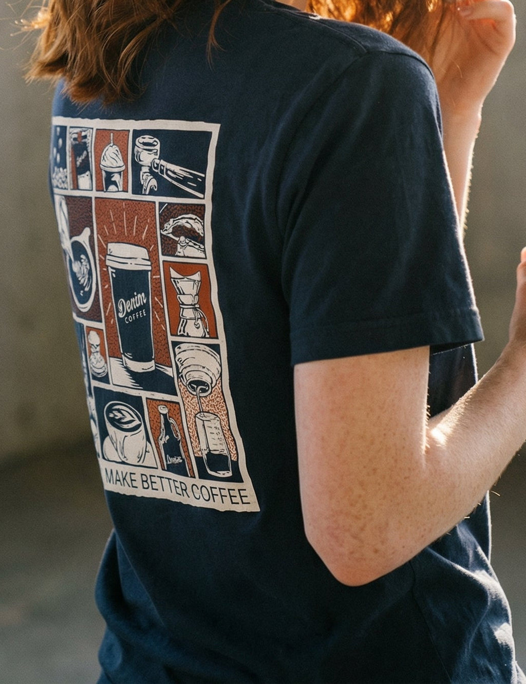 Denim Coffee Illustrated T-Shirt